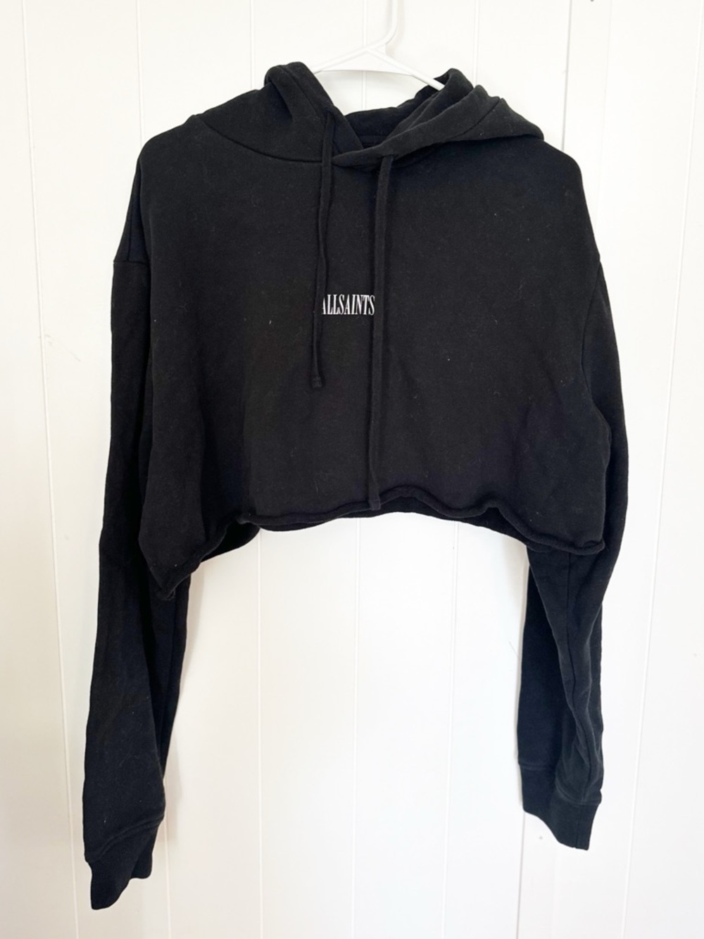 All saints ryder hoodie sweatshirt black cropped size medium
